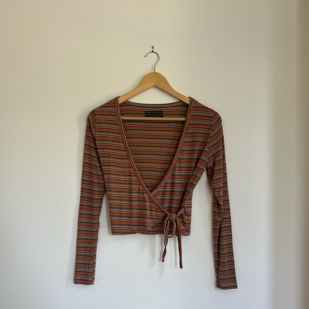 Urban Outfitters Long Sleeve Wrap Top
